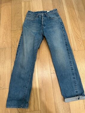 Kuro Jeans Mens 28x29 Buttonfly Selvedge Straight Leg Blue Japan Made